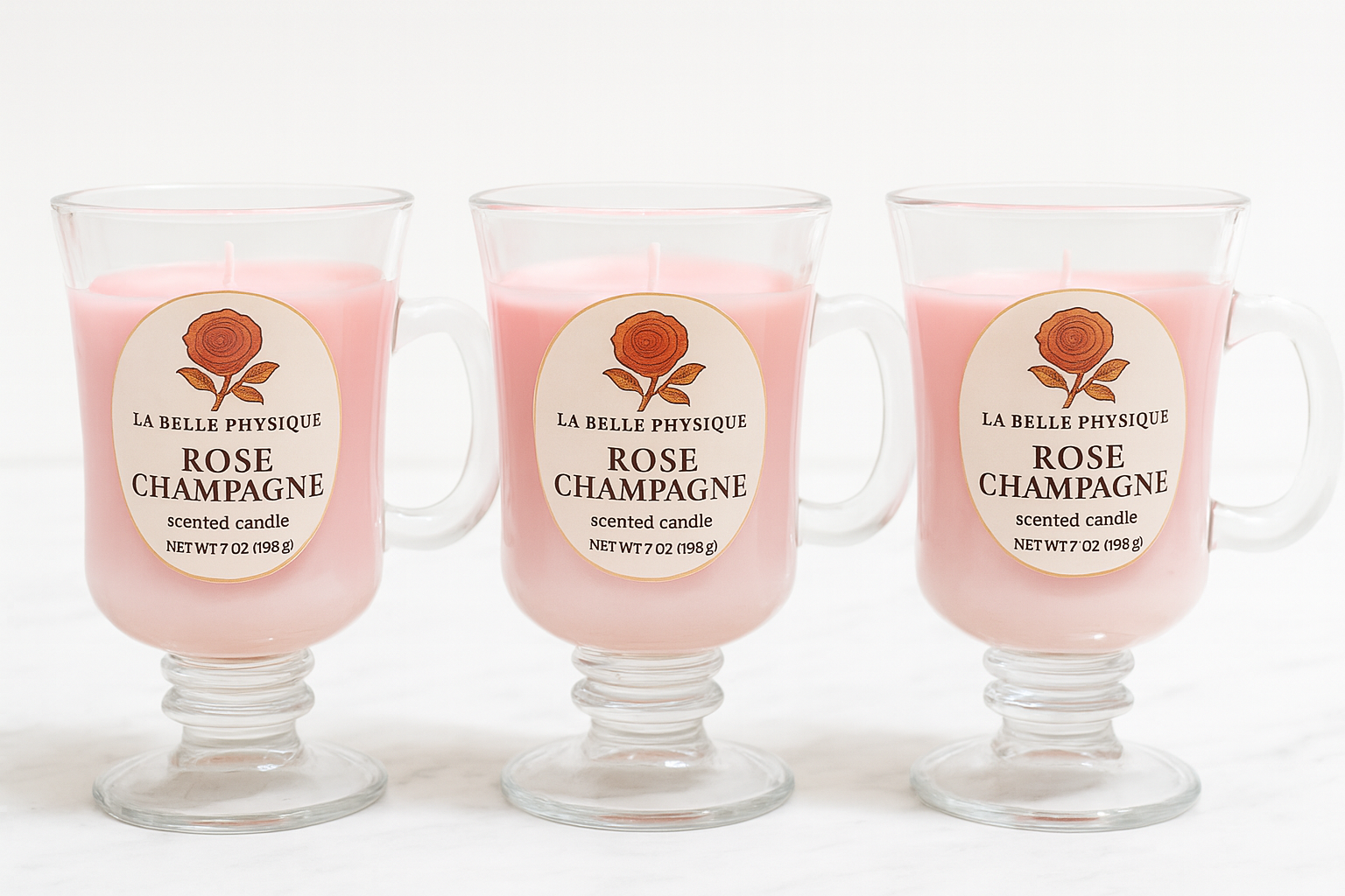 Rose Champagne Candle Trio (Bundle of 3)